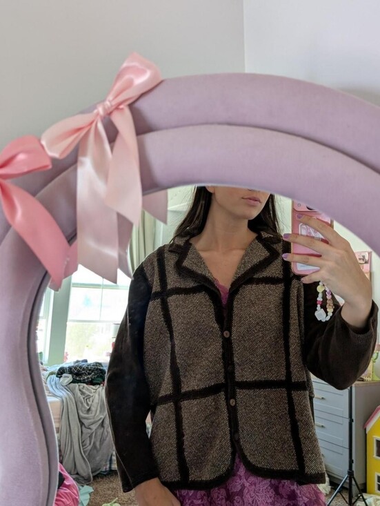 Christopher & Banks Sweaters - Christopher & Banks Brown Two-Tone Windowpane Cardigan Size 2X